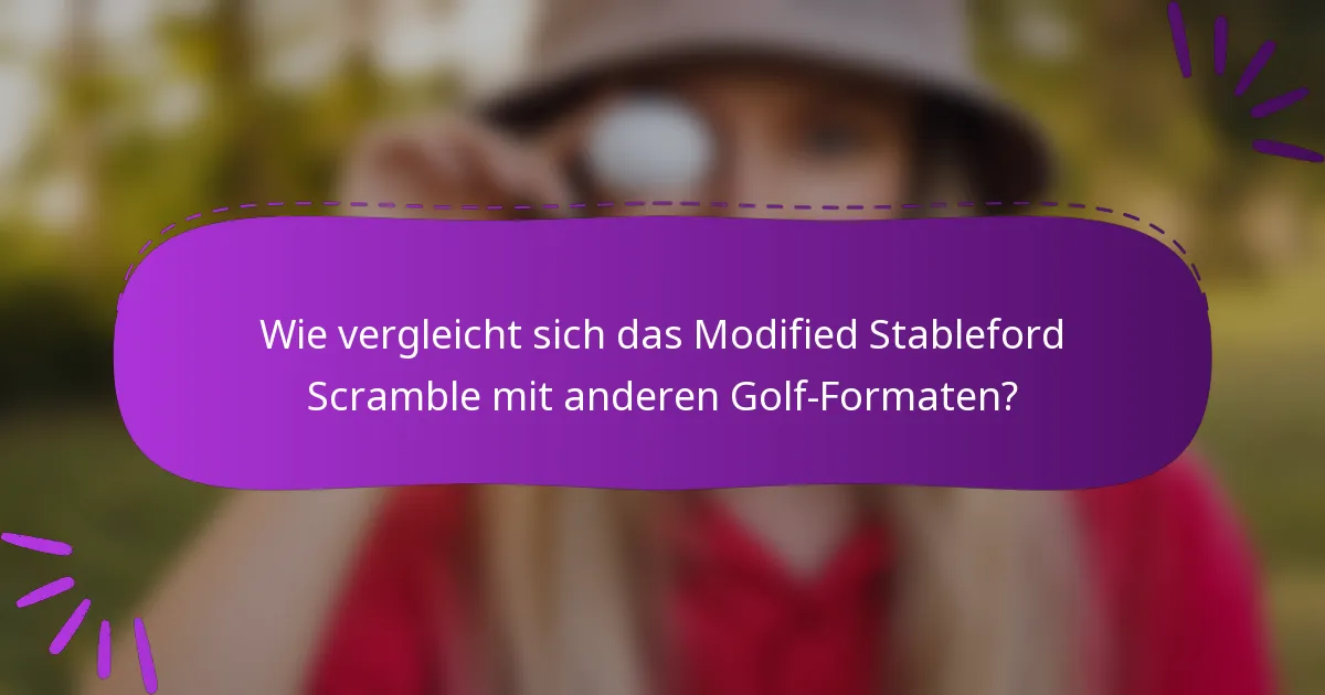 Wie vergleicht sich das Modified Stableford Scramble mit anderen Golf-Formaten?